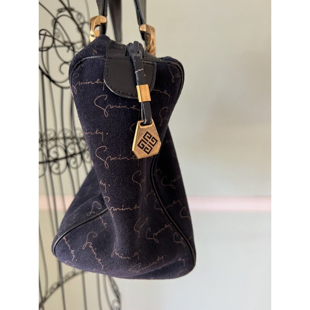SAC GIVENCHY BLUE SUEDE BOSTON BAG handbag purse‎ VTG - Picture 2 of 9